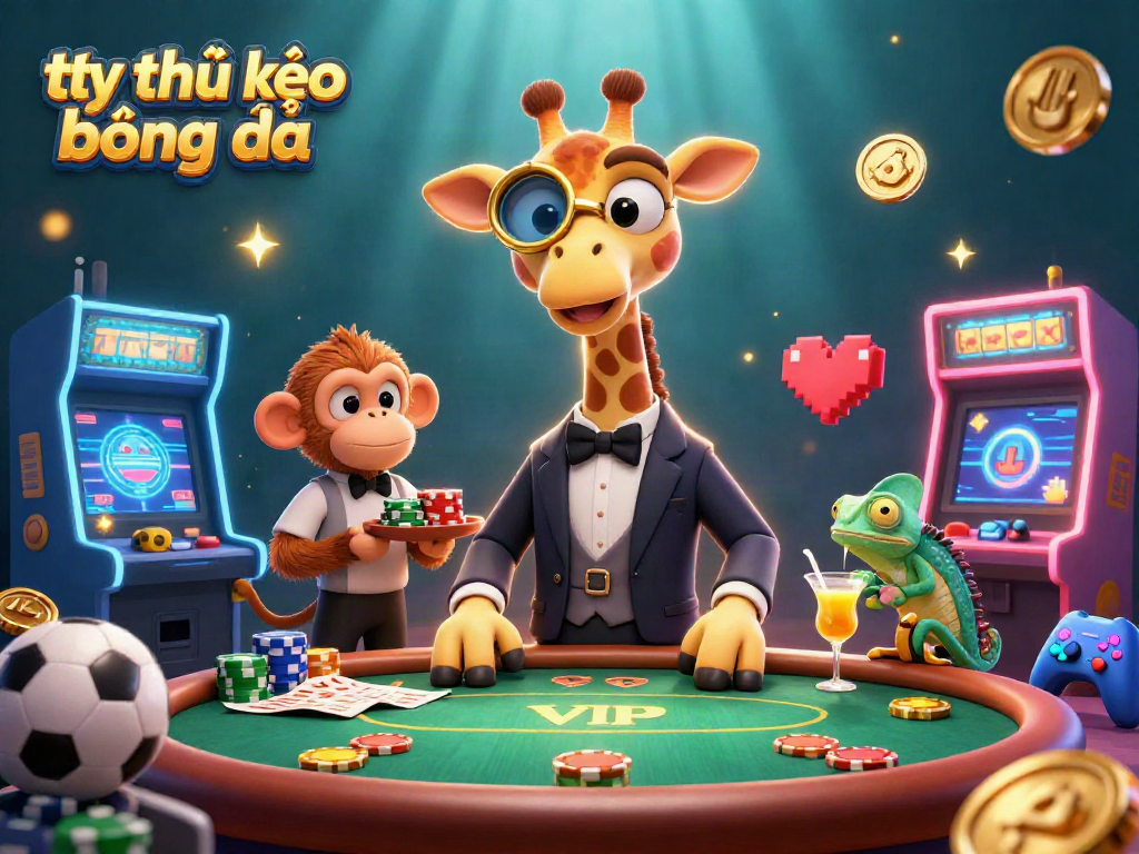Engage in thrilling tỷ lệ kèo bóng đá action with a 3D high-roller giraffe and vibrant betting elements.